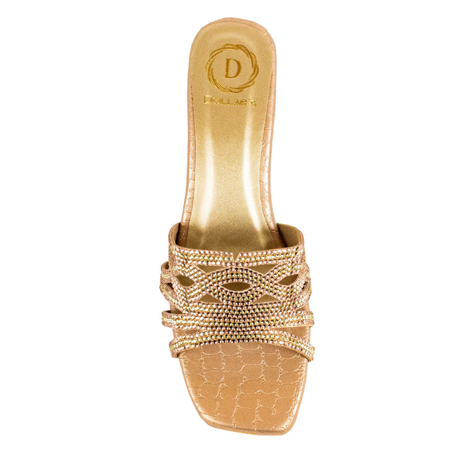 Faryal Contemporary Rose Block Heel Sandals
