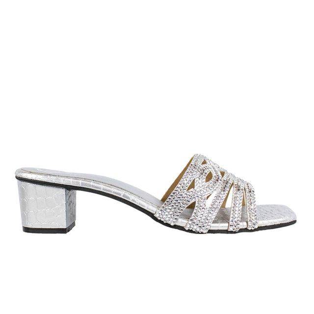 Faryal Refined Silver Block Heel Sandals