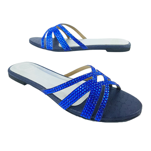 Layal Sleek Blue Flat Slippers