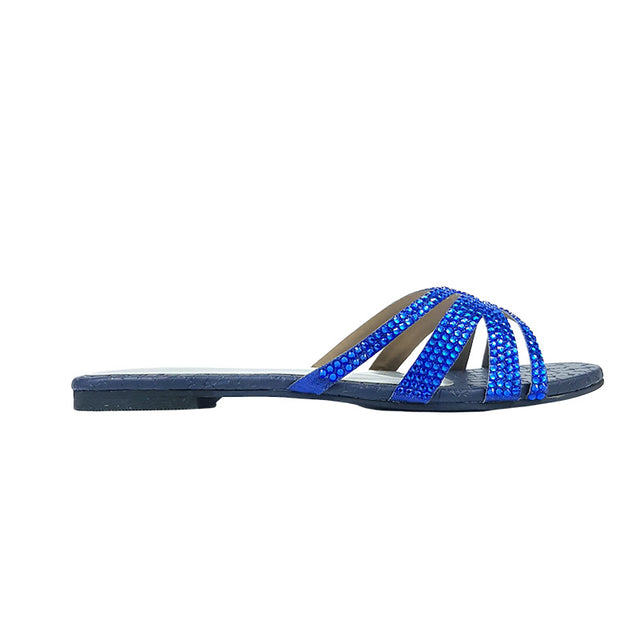Layal Sleek Blue Flat Slippers