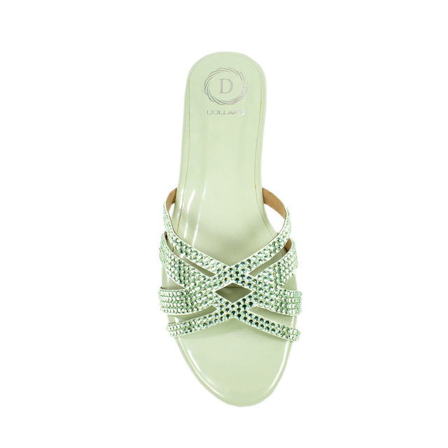 Layal Feminine-chic Mint Green Flat Slippers