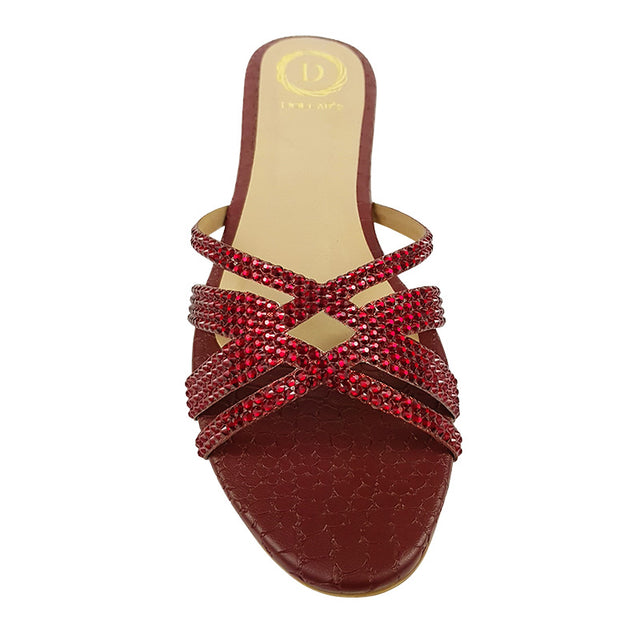 Layal Trendy Red Flat Slippers