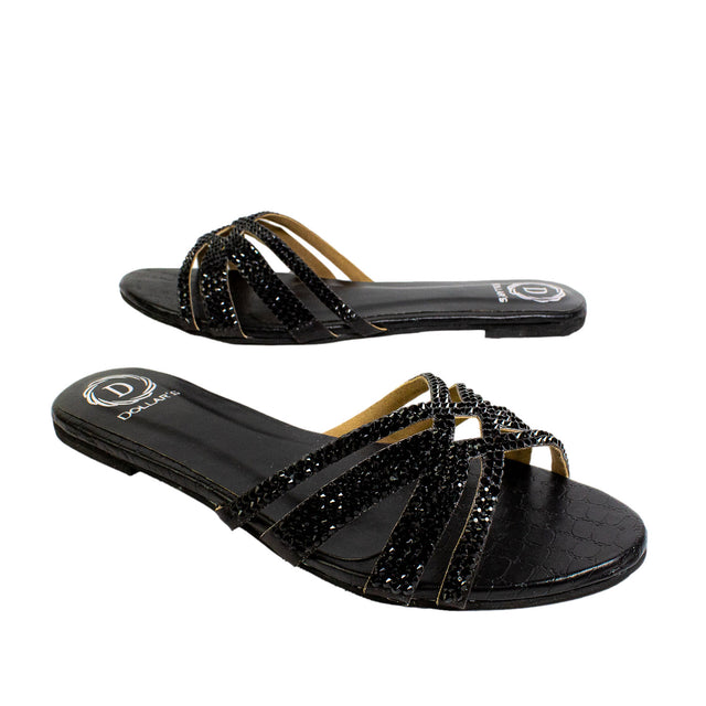 Layal Refined Black Flat Slippers