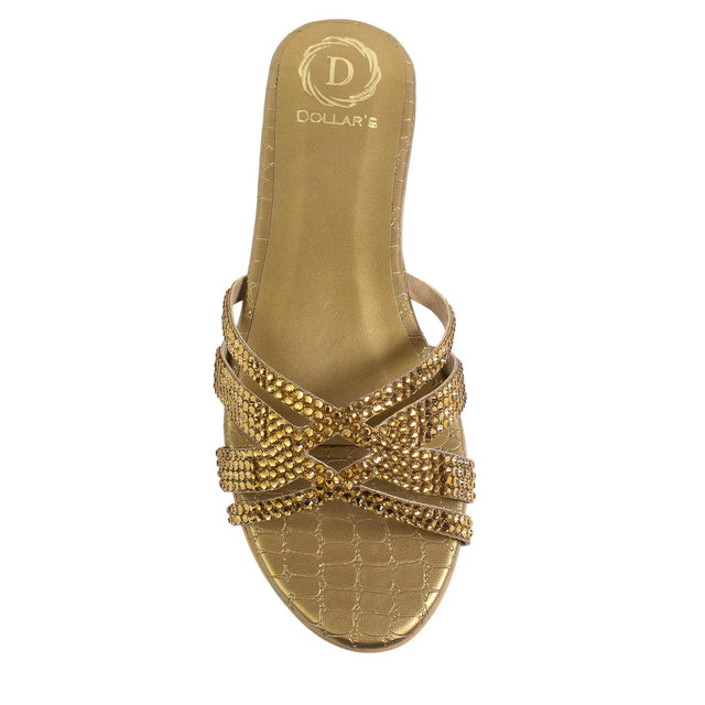 Layal Captivating Bronze Flat Slippers
