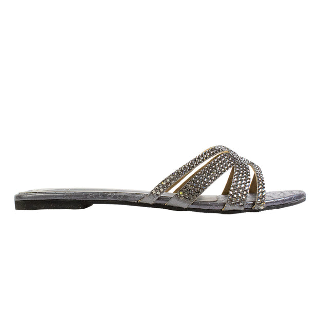 Layal Sleek Grey Flat Slippers