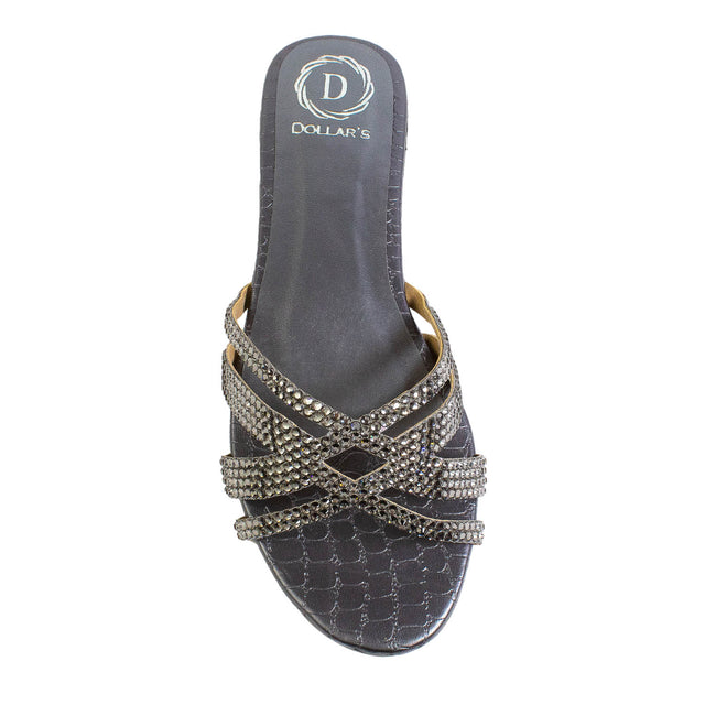 Layal Sleek Grey Flat Slippers