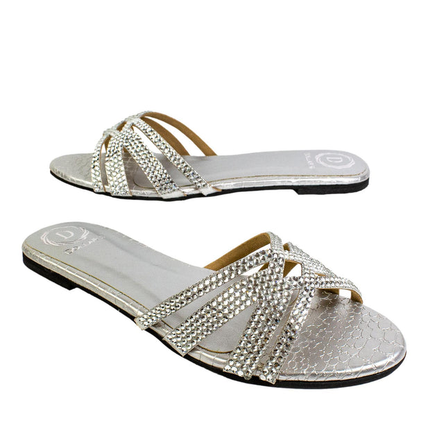 Layal Versatile Silver Flat Slippers