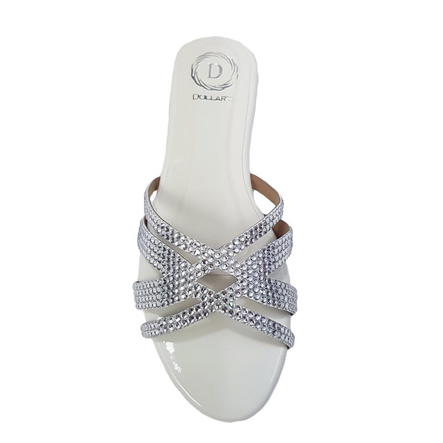 Layal Trendy White Flat Slippers