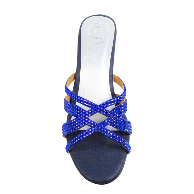 Layal Handcrafted Blue Block Heel Sandals