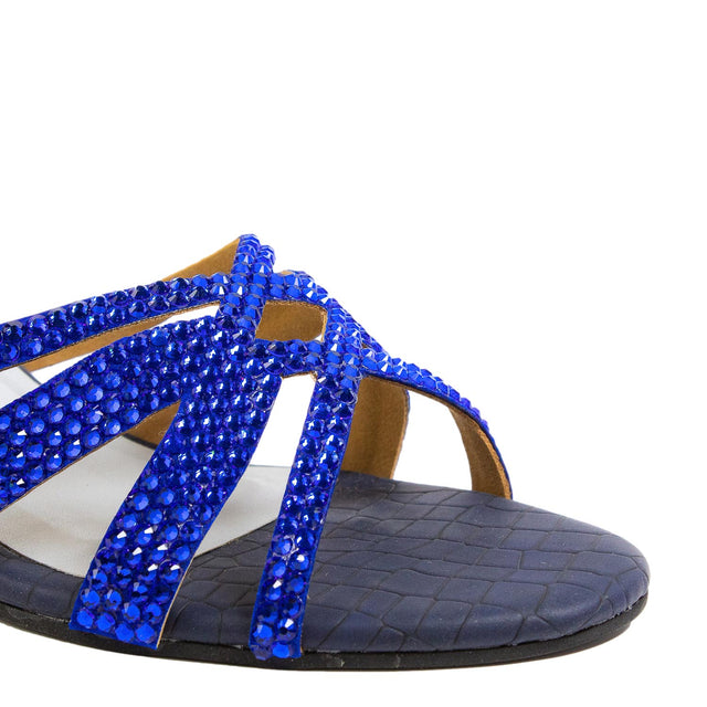 Layal Handcrafted Blue Block Heel Sandals