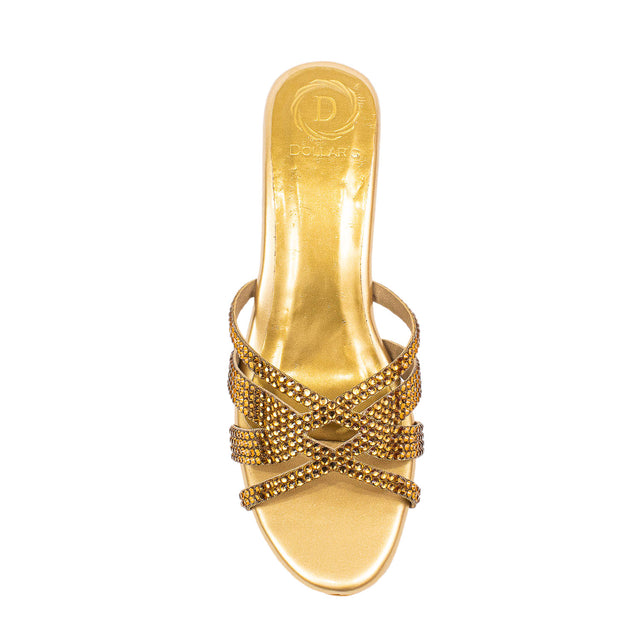 Layal Regal Gold Block Heel Sandals