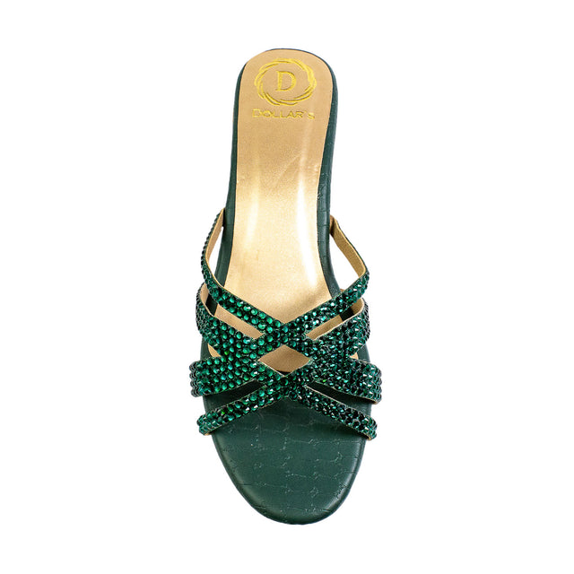 Layal Sleek-modern Green Block Heel Sandals