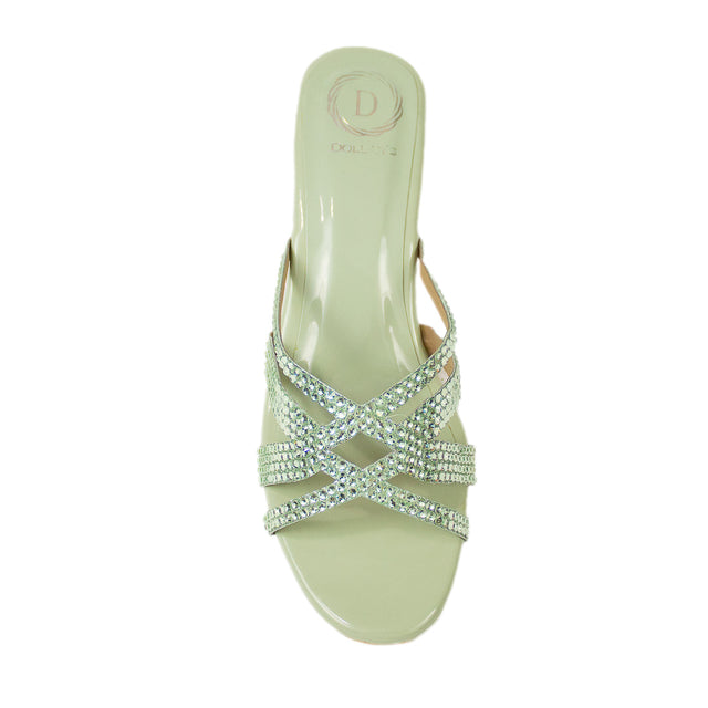 Layal Sophisticated Mint Green Block Heel Sandals