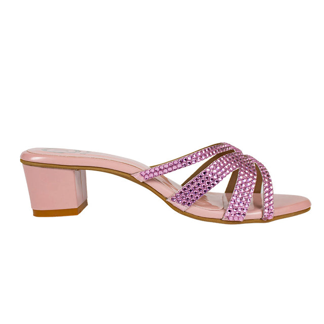 Layal Elegant Pink Block Heel Sandals
