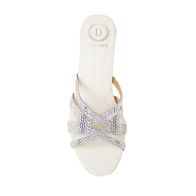 Layal Captivating White Block Heel Sandals