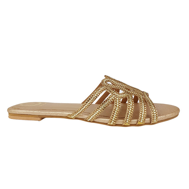 Chic Gold Flat Slippers
