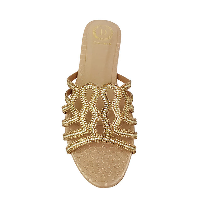 Chic Gold Flat Slippers