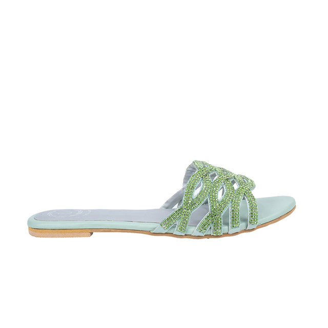 Statement Mint Green Flat Slippers