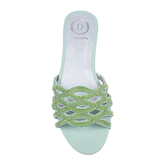 Statement Mint Green Flat Slippers