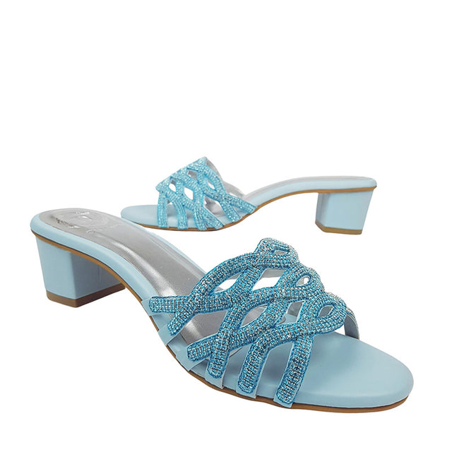 Chic Baby Blue Block Heel Sandals