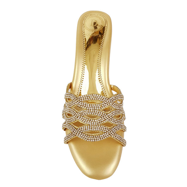 Contemporary Light Gold Block Heel Sandals