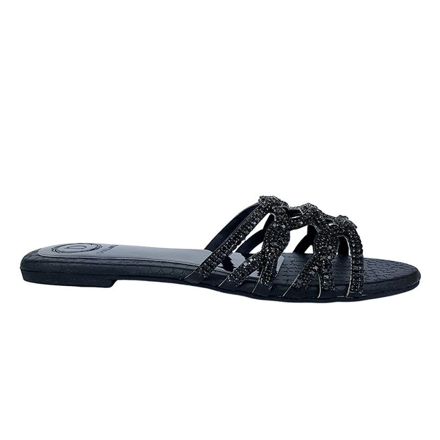Elevated Black Flat Slippers