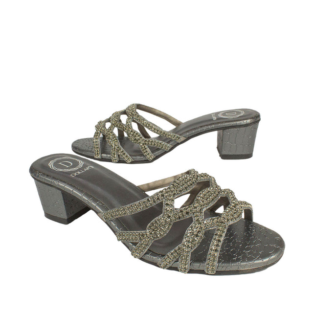 Sleek Grey Block Heel Sandals