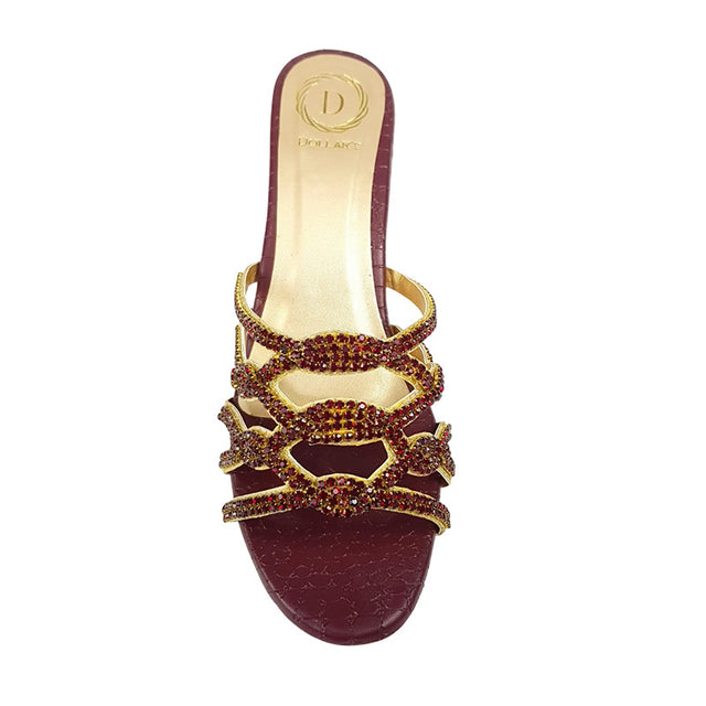 Glamorous Maroon Block Heel Sandals