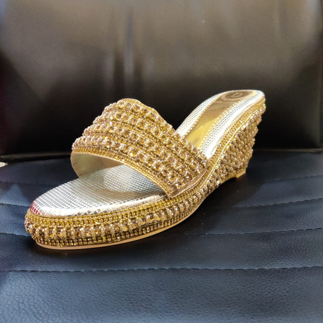 Handcrafted Gold Wedge Sandals