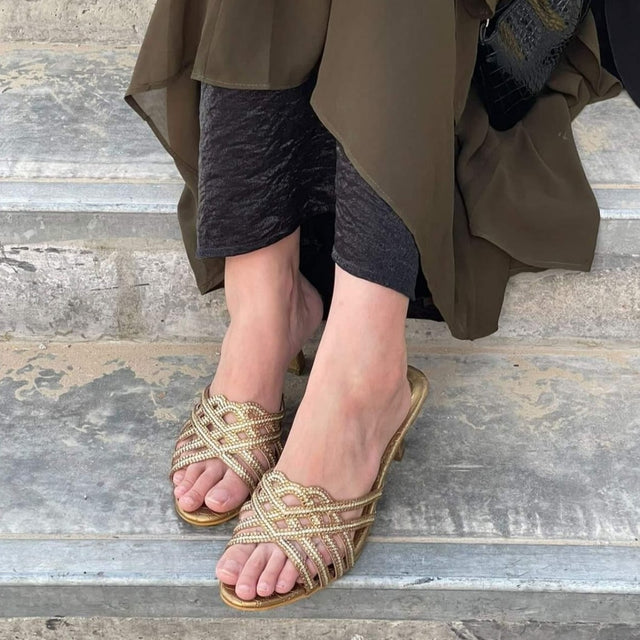 Jamilah Glamorous Bronze Pencil Heel Sandals