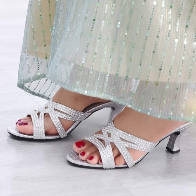 Inaya Enchanting Silver Pencil Heel Sandals