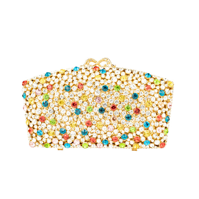 Gold Multicolour Studded Crystal Work Handbags