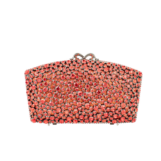 Red Studded Crystal Work Metallic Frame Beautiful Deep Colour Handbags
