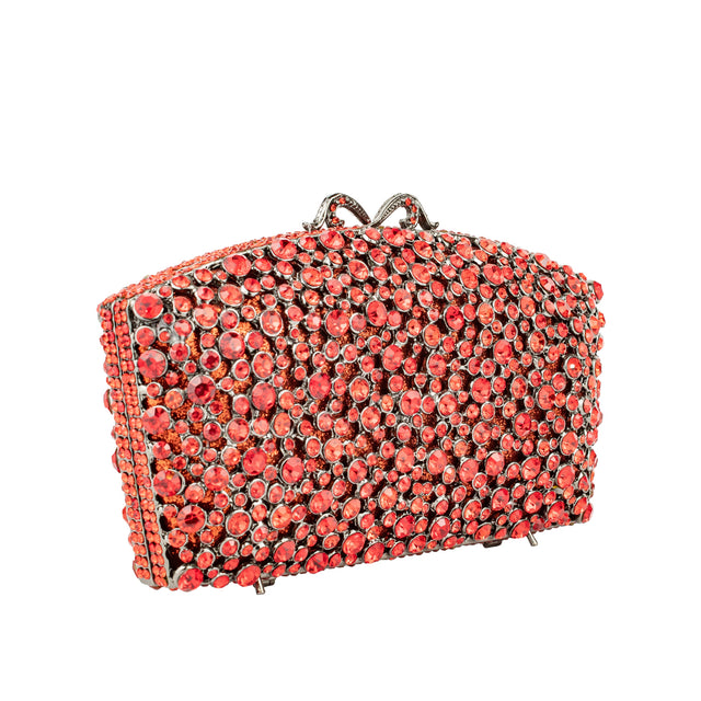 Red Studded Crystal Work Metallic Frame Beautiful Deep Colour Handbags