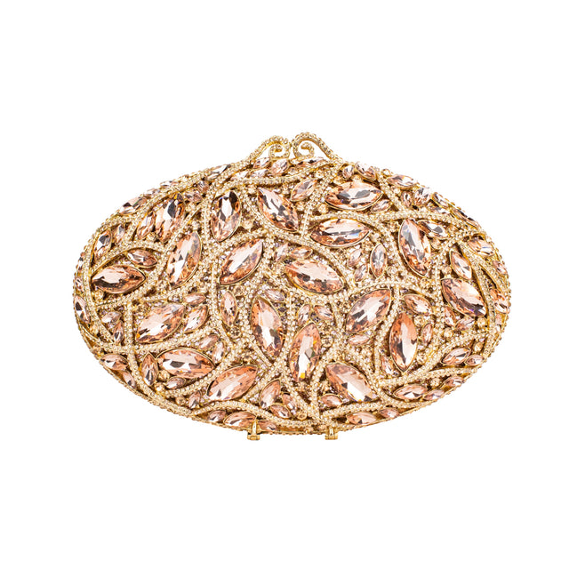 Rose Studded Crystal Work Metallic Frame Beautiful Deep Colour Handbags