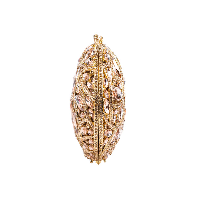 Rose Studded Crystal Work Metallic Frame Beautiful Deep Colour Handbags