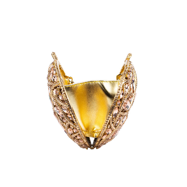 Rose Studded Crystal Work Metallic Frame Beautiful Deep Colour Handbags