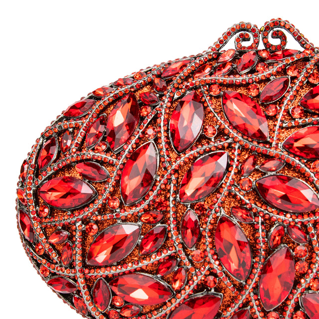 Red Studded Crystal Work Metallic Frame Beautiful Deep Colour Handbags