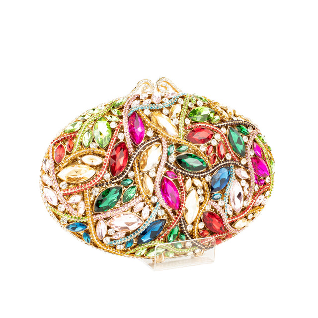 Gold Multicolour Studded Crystal Work Handbags
