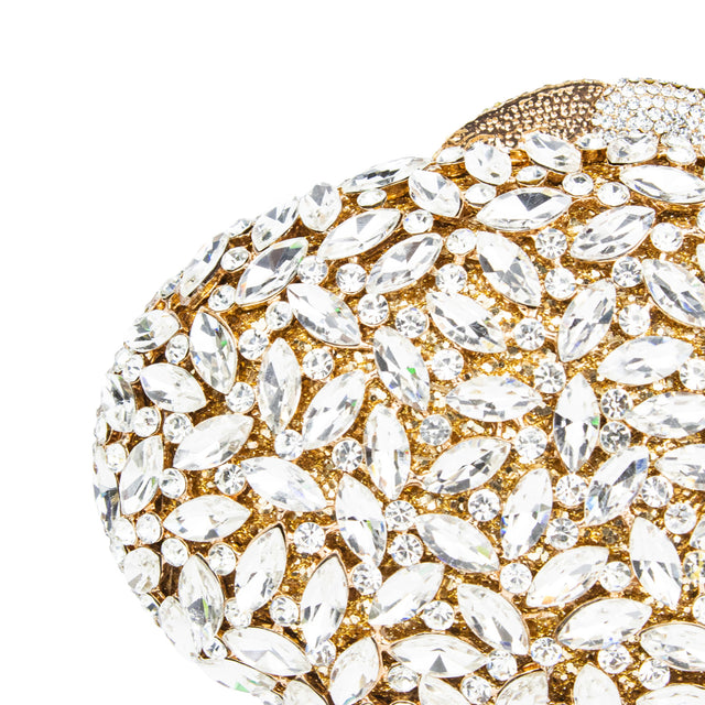 Light Gold Studded Crystal Work Metallic Frame Beautiful Deep Colour Handbags