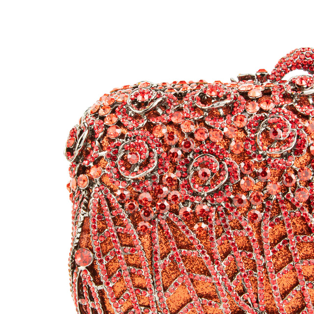 Red Studded Crystal Work Metallic Frame Beautiful Deep Colour Handbags