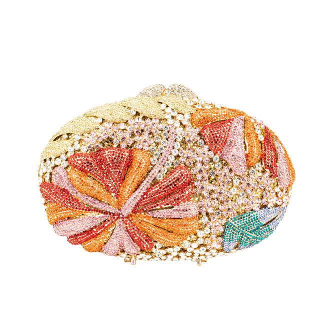 Gold Multicolour Studded Crystal Work Handbags