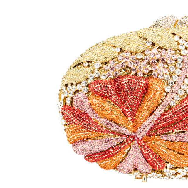 Gold Multicolour Studded Crystal Work Handbags