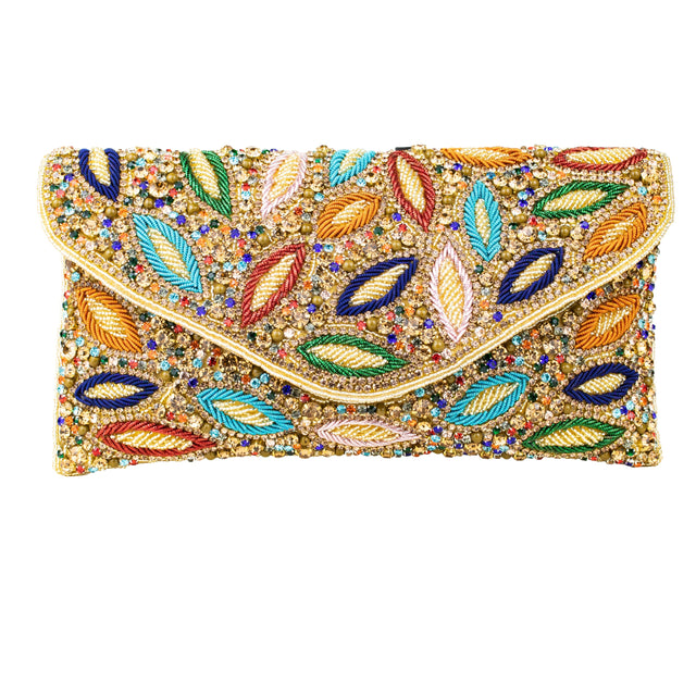 Gold Multi Handcrafted Beaded Chain Handbags