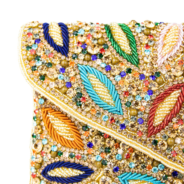Gold Multi Handcrafted Beaded Chain Handbags