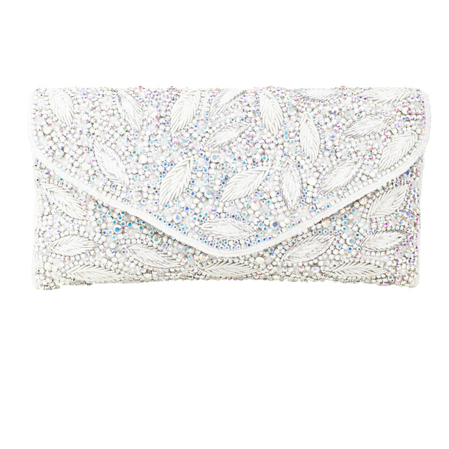 Glitter Silver Handcrafte Beaded Chain Handbags