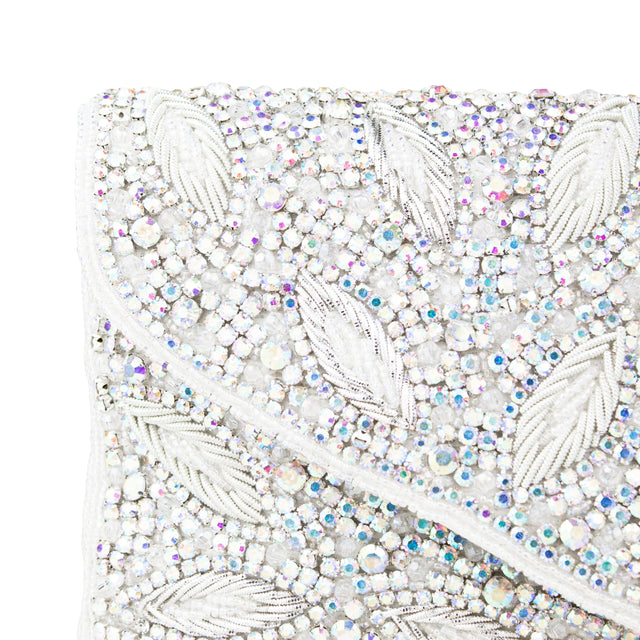 Glitter Silver Handcrafte Beaded Chain Handbags