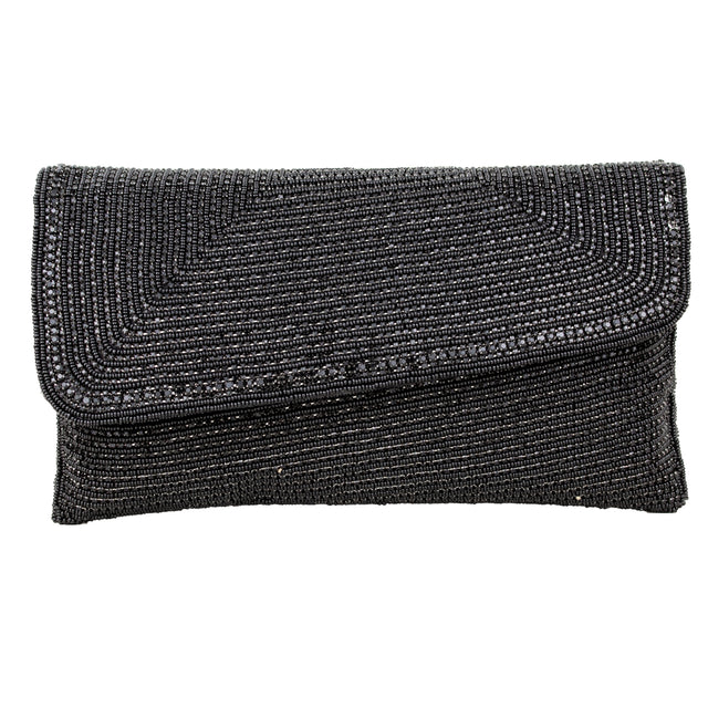 Black Handcrafted Crystal Embellished Jute Handbags