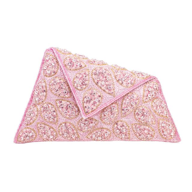 Pink Handcrafted Beads Work Beaded Chain Handbags