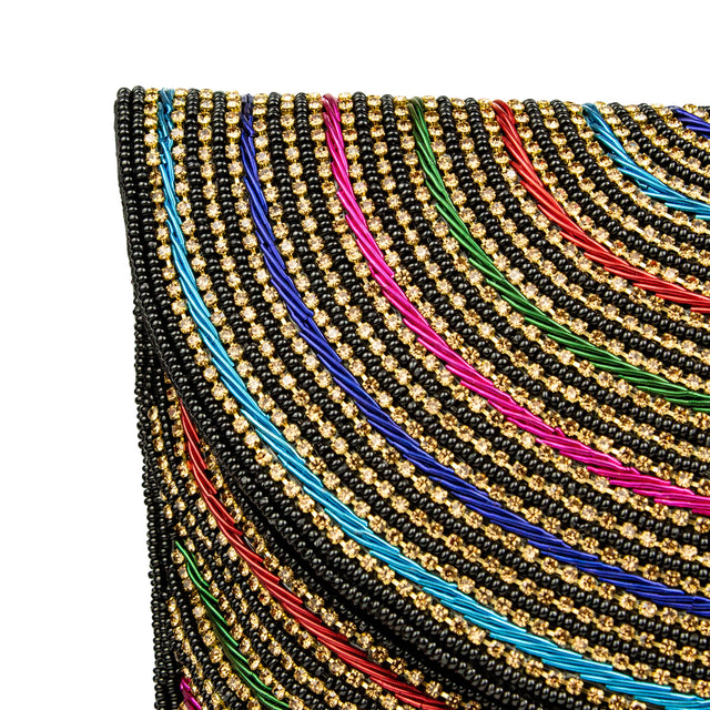 Black Multicolour Handcrafted Beaded Chain Handbags